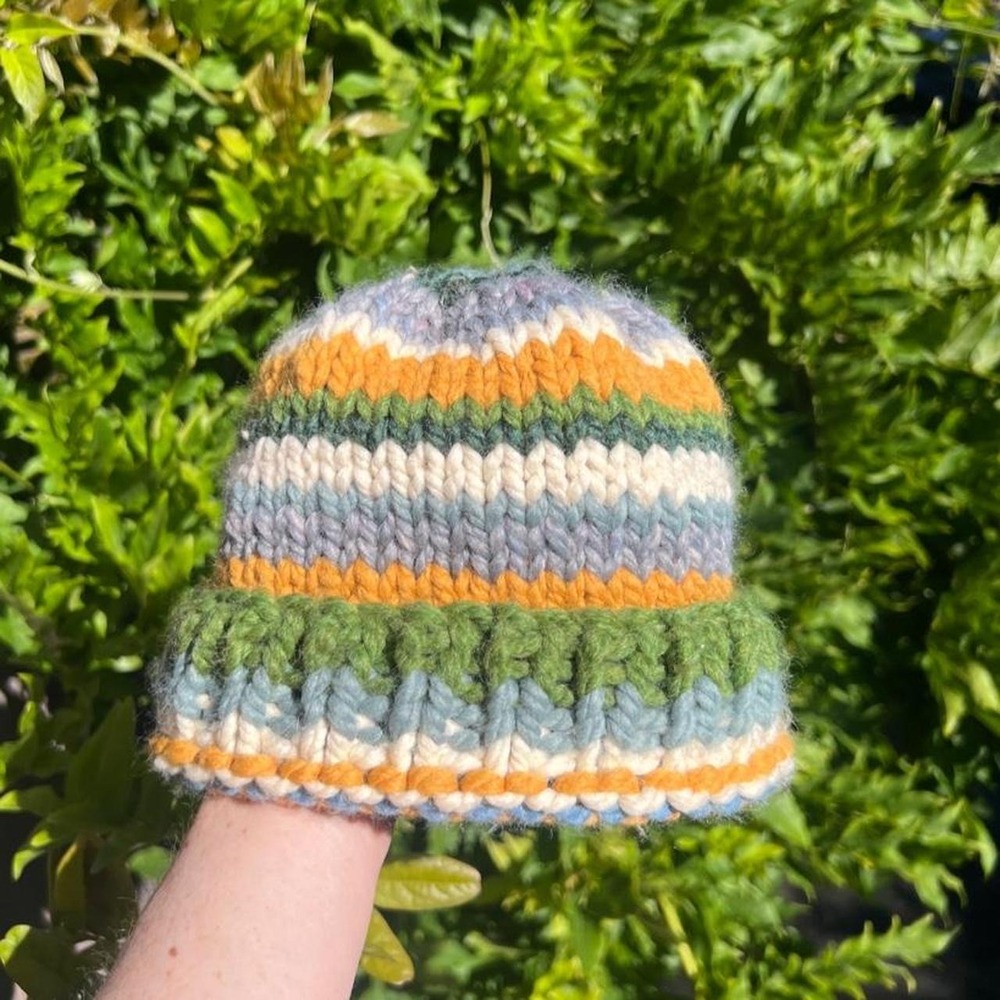 Hand knit chunky beanie, Seabreeze Knit